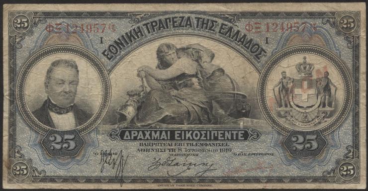 Griechenland / Greece P.065 25 Drachmen 1919 (4) 