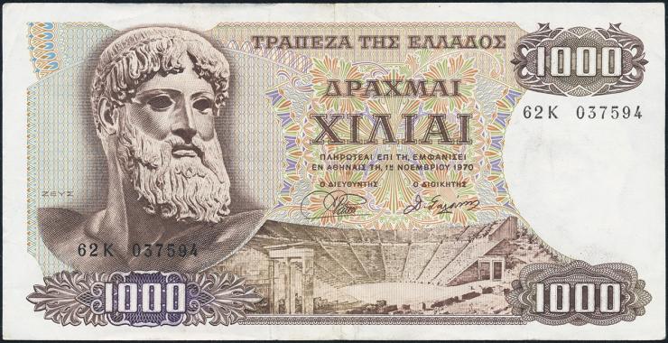 Griechenland / Greece P.198b 1000 Drachmen 1970 (3) 