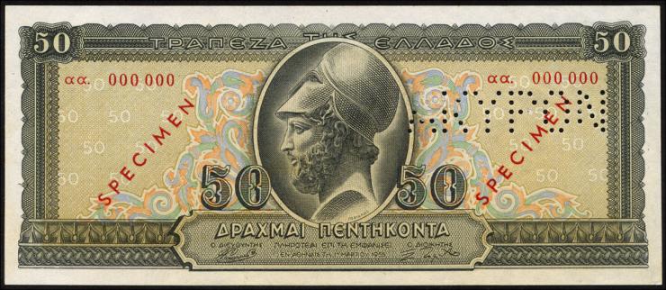 Griechenland / Greece P.191s 50 Drachmen 1955 Specimen (2/1) 