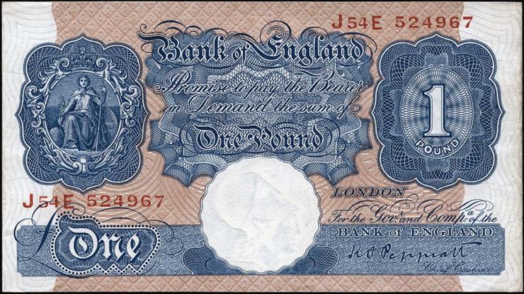 Großbritannien / Great Britain P.367a 1 Pound (1940-48) (2) 