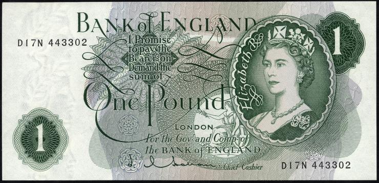 Großbritannien / Great Britain P.374c 1 Pound (1962-66) (1) 