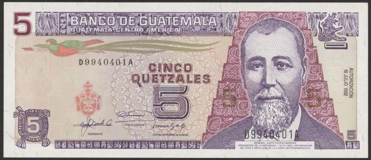 Guatemala P.081 5 Quetzales 1992 (1) 