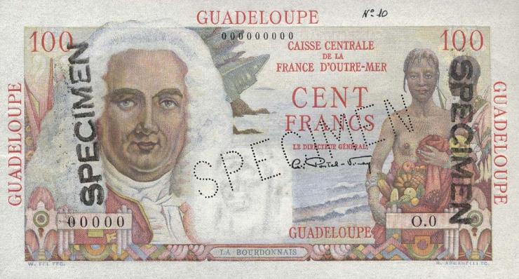 Guadeloupe, Frz. Verw. P.35s 100 Francs (1947-49) Specimen 