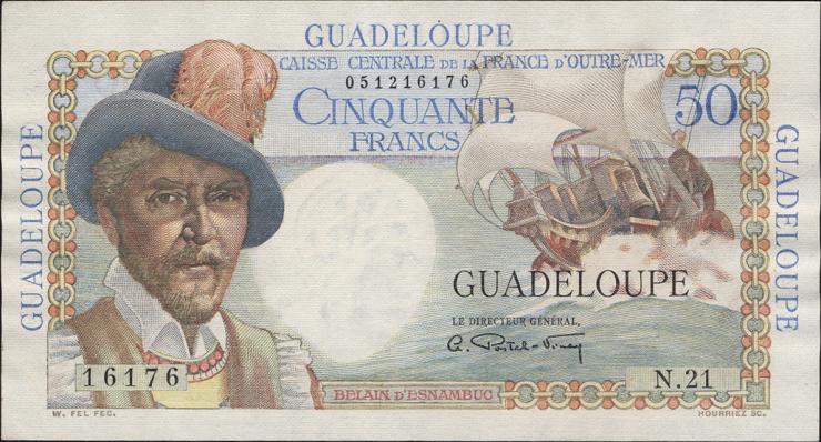Guadeloupe, Frz. Verw. P.34 50 Francs (1947-49) (2) 