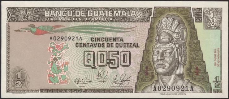 Guatemala P.072a 1/2 Quetzal 1989 (1) 