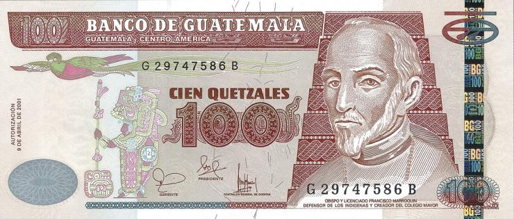 Guatemala P.104a 100 Quetzales 2001 (1/1-) 