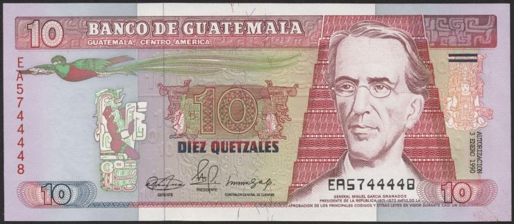 Guatemala P.075b 10 Quetzales 1990 (1) 