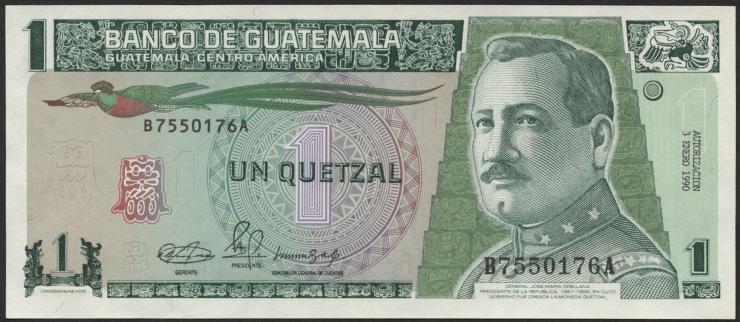 Guatemala P.073a 1 Quetzal 1990 (1) 