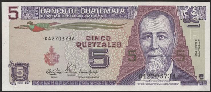Guatemala P.074a 5 Quetzales 1990 (1) 