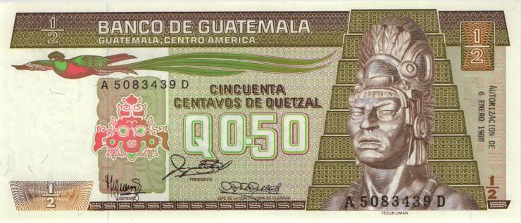 Guatemala P.065 1/2 Quetzal 6.1.1988 (1) 