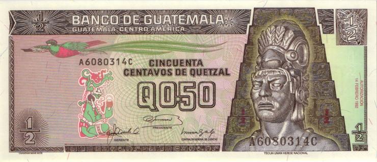 Guatemala P.072b 1/2 Quetzal 1992 (1) 
