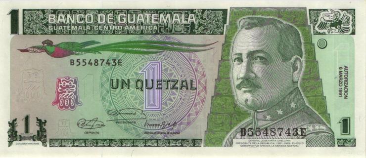 Guatemala P.073b 1 Quetzal 1991 (1) 