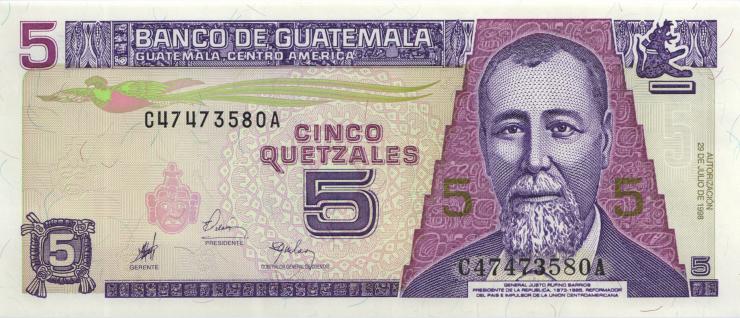 Guatemala P.100 5 Quetzales 1998 (1) 
