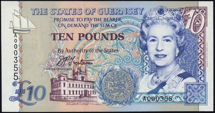 Guernsey P.57a 10 Pounds (1995) (1) A 000... 