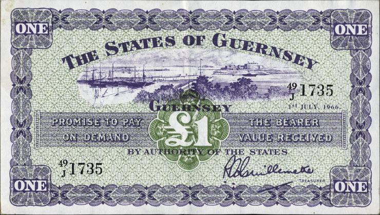 Guernsey P.43c 1 Pound 1966 (3) 