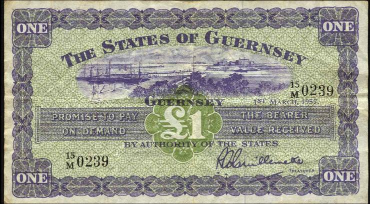 Guernsey P.43a 1 Pound 1.3.1957 (3-) 