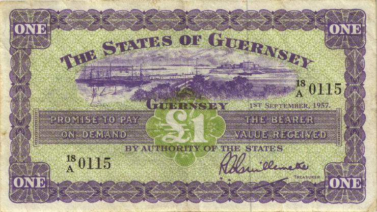 Guernsey P.43b 1 Pound 1.9.1957 (3) 