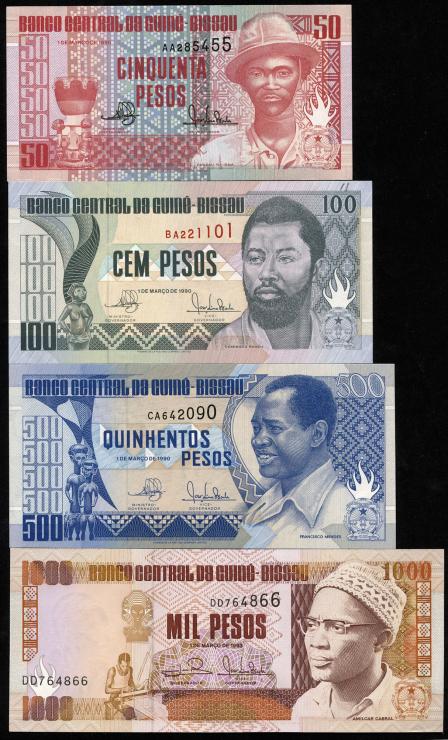 Guinea-Bissau P.10-13b 50 - 1000 Pesos 1990-93 (1) 