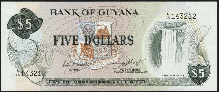 Guyana P.22d 5 Dollars (1966-92) (1) 