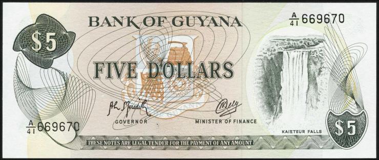 Guyana P.22f2 5 Dollars (1966-92) (1) 