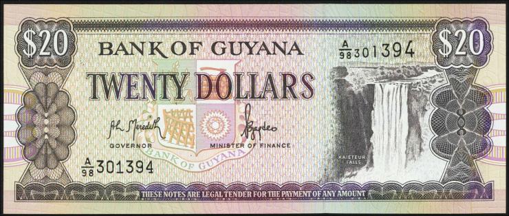Guyana P.30a 20 Dollars (1996) (1) 