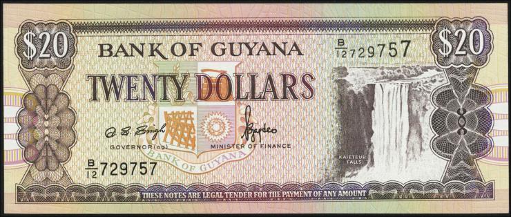 Guyana P.30b1 20 Dollars (1996) (1) 