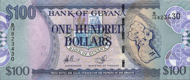 Guyana P.36b 100 Dollars (2009) (1) 