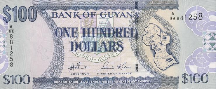 Guyana P.36a 100 Dollars (2006) (1) 