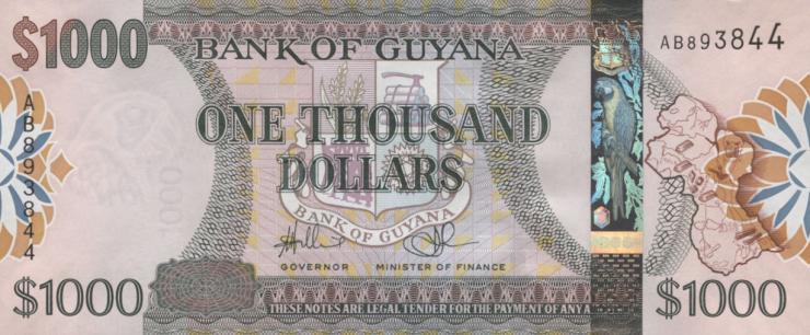 Guyana P.38b 1000 Dollars (2012) (1) 