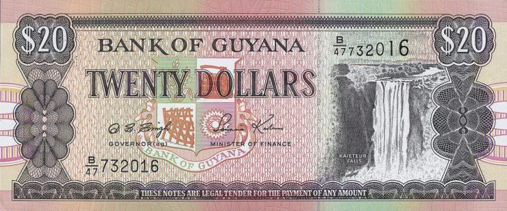 Guyana P.30b2 20 Dollars (1996) (1) 