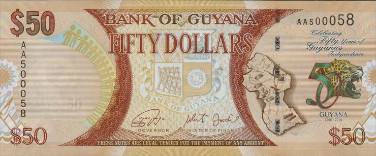 Guyana P.41 50 Dollars 2016 Gedenkbanknote (1) 