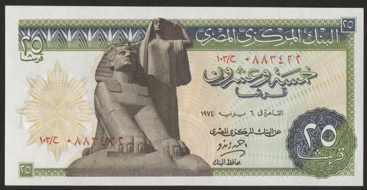 Ägypten / Egypt P.042b 25 Piaster 1967 -1975 (1) 