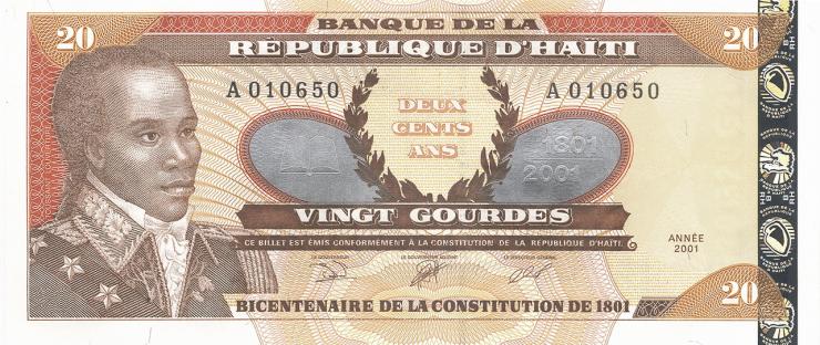 Haiti P.271Aa 20 Gourdes 2001 (2007) (1) 