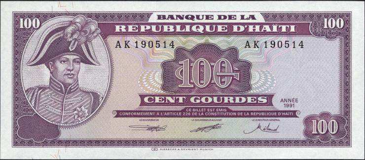 Haiti P.258 100 Gourdes 1991 (1) 