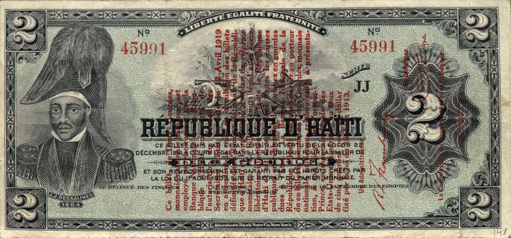 Haiti P.141 2 Gourdes L. 1919 (3) 