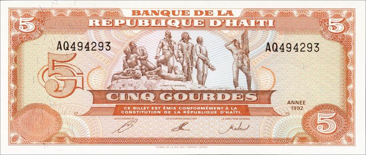 Haiti P.261 5 Gourdes 1992 (1) 
