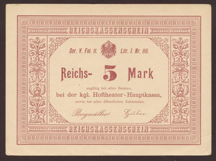 5 Mark kgl. Hoftheater (um 1880) (1-) 