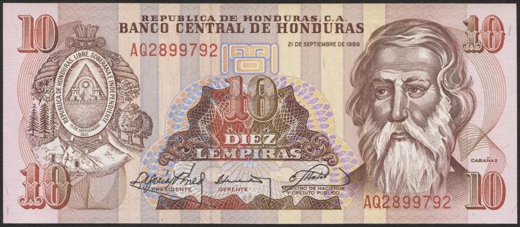 Honduras P.070 10 Lempiras 1989 (1) 