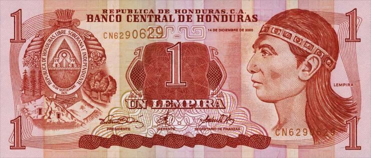 Honduras P.084a 1 Lempiras 2000 (1) 