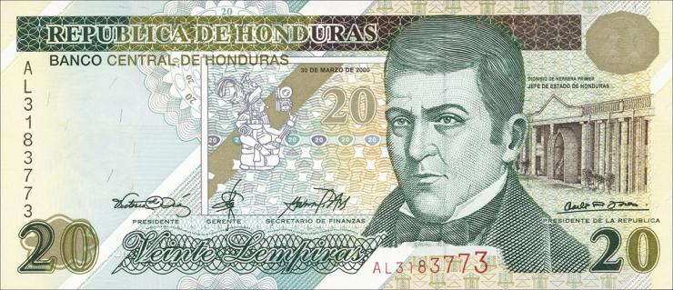 Honduras P.083 20 Lempiras 2000 Gedenkbanknote (1) 