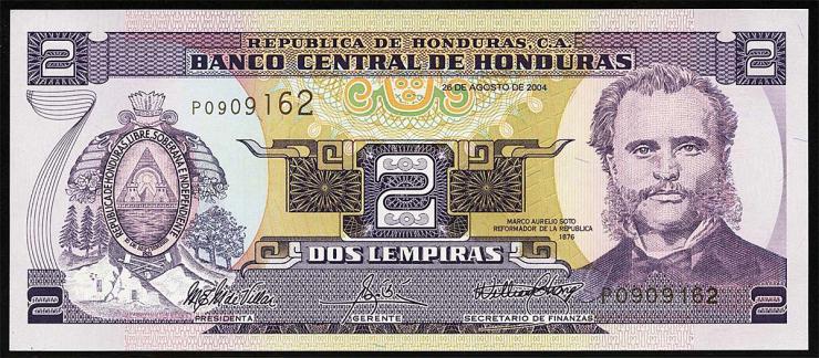 Honduras P.080Ae 2 Lempiras 2004 (1) 
