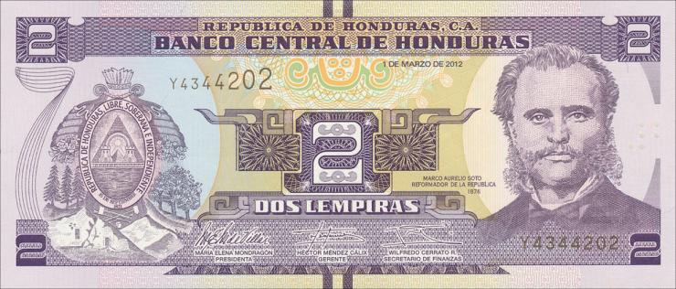 Honduras P.097a 2 Lempiras 2012 (1) 