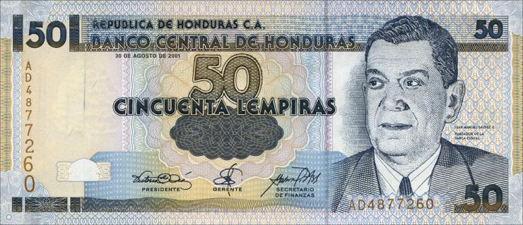 Honduras P.088a 50 Lempiras 2001 (1) 