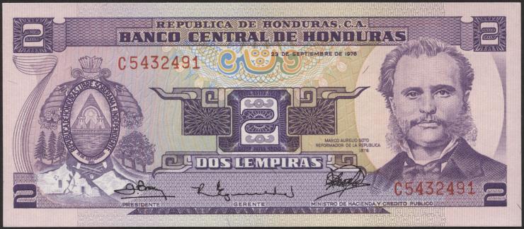 Honduras P.061 2 Lempiras 23.9.1976 (1) Gedenkbanknote 