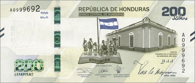 Honduras P.105 200 Lempiras 2019 (2021) (1) 