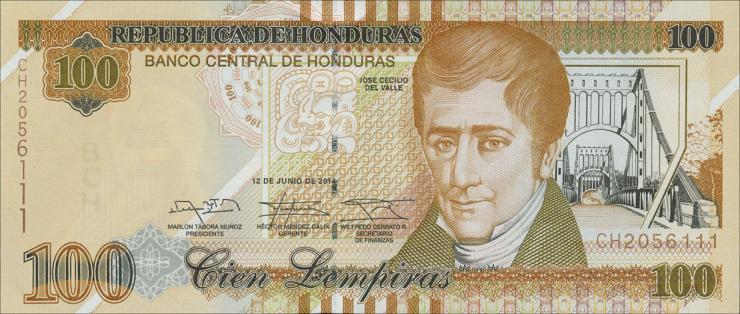 Honduras P.102b 100 Lempiras 2014 (1) 