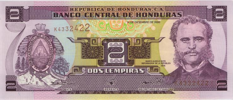 Honduras P.080Ab 2 Lempiras 2000 (1) 