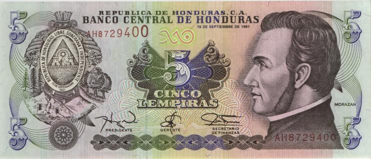 Honduras P.081b 5 Lempiras 1997 (1) 