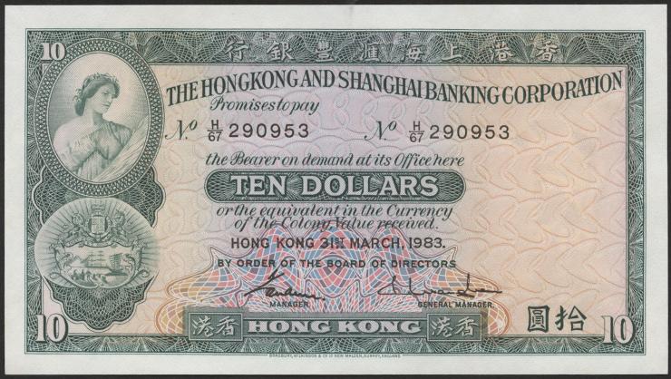 Hongkong P.182j 10 Dollars 1983 (1) 