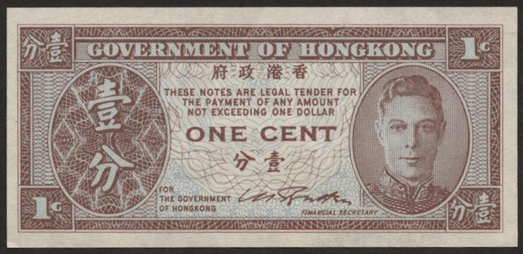 Hongkong P.321 1 Cent (1945) Georg VI (1) 